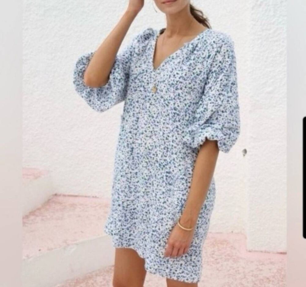 NWT Mirth Handmade Fieldflower Floral Peasant Dress XS Cottage Balloon Sleeve